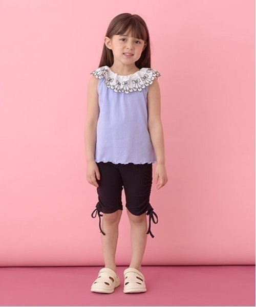 Lycee mine(リセマイン)の「【ソフトコットン】チェリーレース衿トップス(タンクトップ・キッズ・ライトオレンジ系/ベビーピンク/オフホワイト/ライトグリーン/ブルー系その他2・110cm/130cm/100cm/120cm/140cm/150cm)」の11枚目の写真