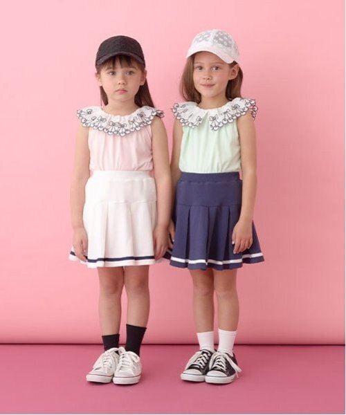Lycee mine(リセマイン)の「【ソフトコットン】チェリーレース衿トップス(タンクトップ・キッズ・ライトオレンジ系/ベビーピンク/オフホワイト/ライトグリーン/ブルー系その他2・110cm/130cm/100cm/120cm/140cm/150cm)」の6枚目の写真