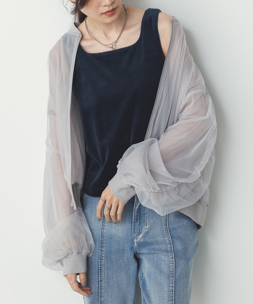 ポエティック シアー×チュールブルゾン シアー×チュールブルゾン | outlet | axes femme online shop