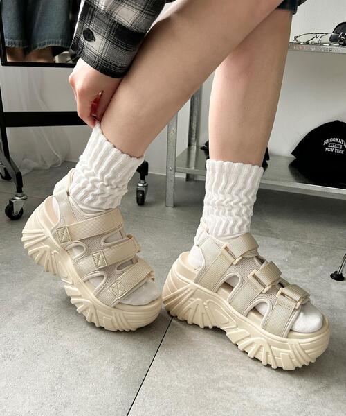 WEGO（ウィゴー）の「WEGO/厚底ベルトスポーツサンダル（サンダル・レディース・オフホワイト/ブラック・LARGE/MEDIUM）」の12枚目の写真