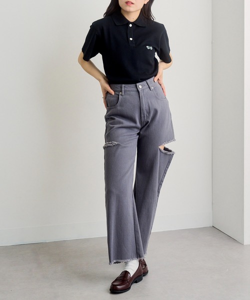 PENNEYS(ぺニーズ)の「1枚で可愛い!夏に重宝するトップス【Penneys THE FOX】別注 kitsuneワッペンポロシャツ フォックスPOLOシャツ(ポロシャツ・レディース・ブラック/ネイビー/ホワイト・XL/L/M/S)」の10枚目の写真