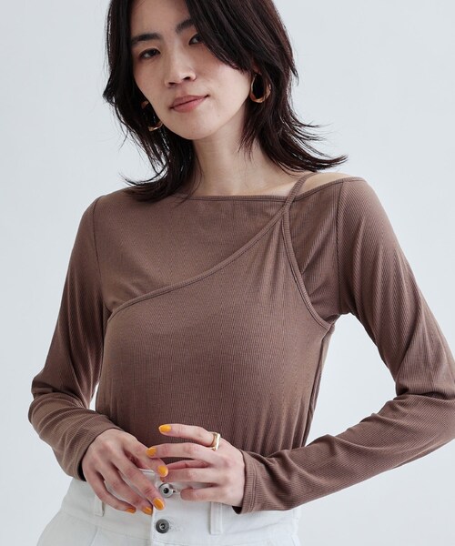 GALLEST(ギャレスト)の「イレギュラーカットソー(Tシャツ/カットソー・レディース・ホワイト/ブラウン系/ブラック・38)」の10枚目の写真