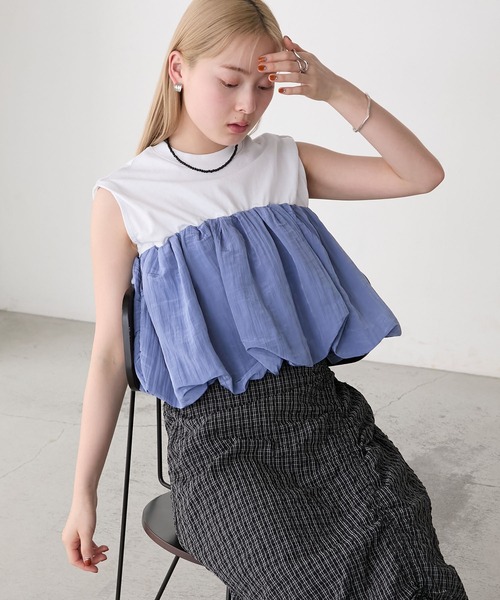 forksy.(フォルクシー)の「【forksy.】バルーンビスチェ ドッキング タンクトップ(タンクトップ・レディース・ホワイト系/ブラック系/グレー系/ホワイト系1・FREE)」の12枚目の写真