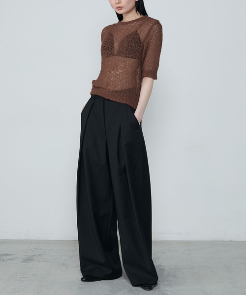 セール】High-waist deep tuck slacks pants / ハイウエスト