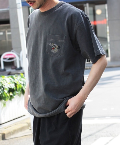 tシャツ HOUSTON / PIGMENT CRACKD PT SOUVENIR TEE（TIGER） / 22299 レディース メンズ セール】HOUSTON / PIGMENT CRACKD PT SOUVENIR TEE（TIGER