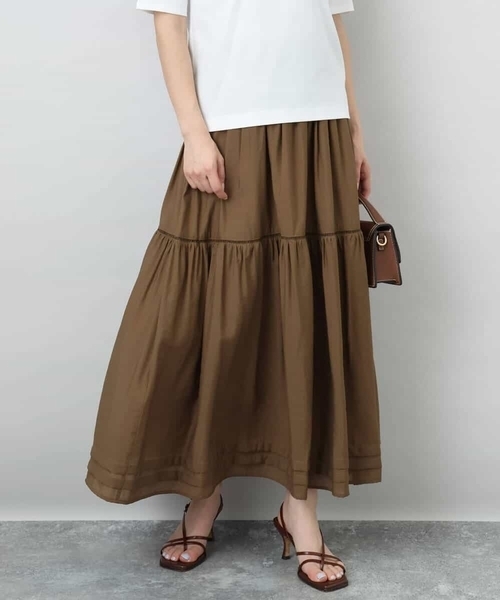 MK MICHEL KLEIN(エムケーミッシェルクラン)の「ハシゴレース使いフレアースカート/洗える(スカート・レディース・ホワイト/ライトブルー/ブラウン・38)」の9枚目の写真