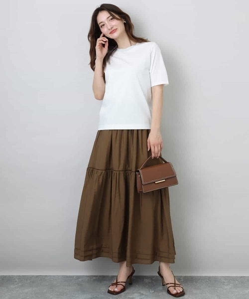 MK MICHEL KLEIN(エムケーミッシェルクラン)の「ハシゴレース使いフレアースカート/洗える(スカート・レディース・ホワイト/ライトブルー/ブラウン・38)」の12枚目の写真