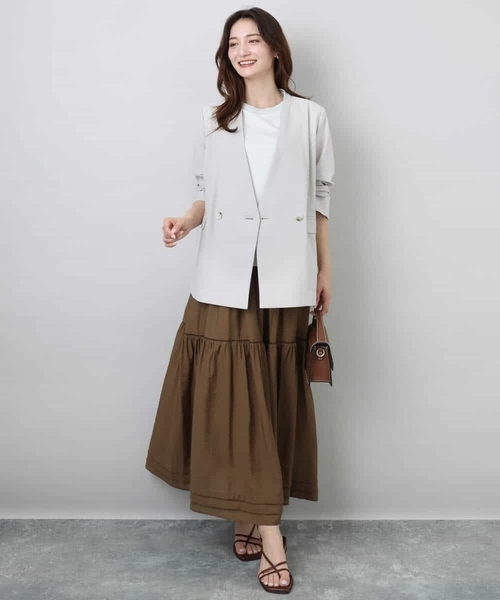 MK MICHEL KLEIN(エムケーミッシェルクラン)の「ハシゴレース使いフレアースカート/洗える(スカート・レディース・ホワイト/ライトブルー/ブラウン・38)」の13枚目の写真