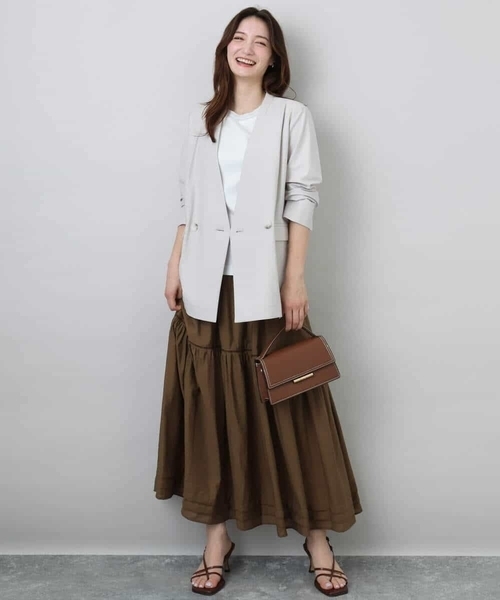 MK MICHEL KLEIN(エムケーミッシェルクラン)の「ハシゴレース使いフレアースカート/洗える(スカート・レディース・ホワイト/ライトブルー/ブラウン・38)」の14枚目の写真