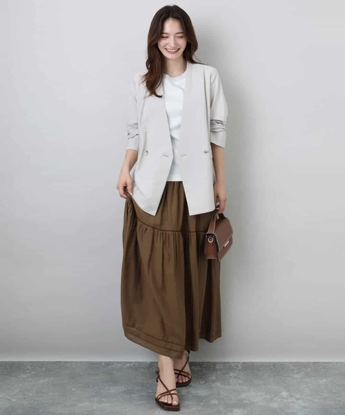 MK MICHEL KLEIN(エムケーミッシェルクラン)の「ハシゴレース使いフレアースカート/洗える(スカート・レディース・ホワイト/ライトブルー/ブラウン・38)」の15枚目の写真