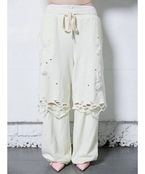 neith.（ネイス）の「neith./ネイス/Rose Crush Sweat Pants（スウェットパンツ・レディース・ピンク/ホワイト・FREE）」の5枚目の写真