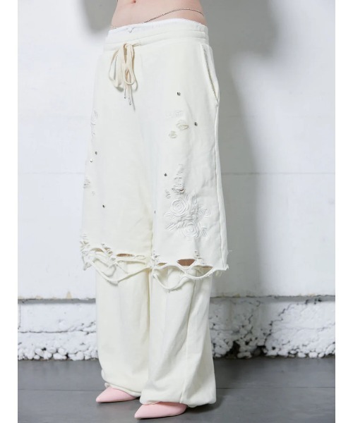 neith.（ネイス）の「neith./ネイス/Rose Crush Sweat Pants（スウェットパンツ・レディース・ピンク/ホワイト・FREE）」の6枚目の写真