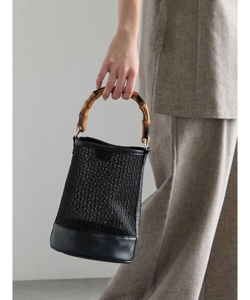 Te chichi(テチチ)の「バンブーハンドルミニシアーバック(ハンドバッグ・レディース・ブラウン/ブラック・F)」の1枚目の写真