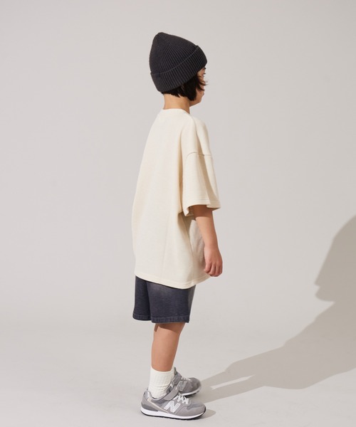 PAIRMANON STREET(ペアマノンストリート)の「【PAIRMANON STREET】ワッフル プリント オーバーサイズ Tシャツ(Tシャツ/カットソー・キッズ・グレー/ブルー/アイボリー・100/150/90/130/110/120/160/140)」の9枚目の写真