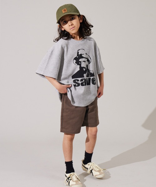 PAIRMANON STREET(ペアマノンストリート)の「【PAIRMANON STREET】ワッフル プリント オーバーサイズ Tシャツ(Tシャツ/カットソー・キッズ・グレー/ブルー/アイボリー・100/150/90/130/110/120/160/140)」の14枚目の写真