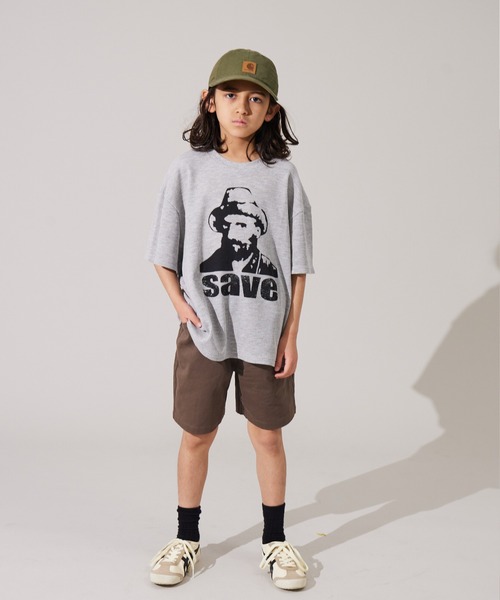 PAIRMANON STREET(ペアマノンストリート)の「【PAIRMANON STREET】ワッフル プリント オーバーサイズ Tシャツ(Tシャツ/カットソー・キッズ・グレー/ブルー/アイボリー・100/150/90/130/110/120/160/140)」の15枚目の写真