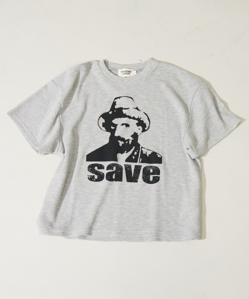 PAIRMANON STREET(ペアマノンストリート)の「【PAIRMANON STREET】ワッフル プリント オーバーサイズ Tシャツ(Tシャツ/カットソー・キッズ・グレー/ブルー/アイボリー・100/150/90/130/110/120/160/140)」の18枚目の写真