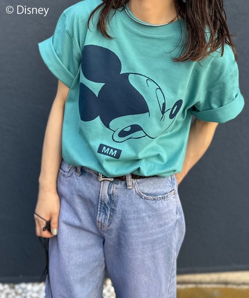 Disney(ディズニー)の「【Disney(ディズニー)】別注/ミッキーマウス / MMロゴプリント半袖Tシャツ(Tシャツ/カットソー・レディース・ベージュ/オートミール/ホワイト/グリーン・MEDIUM/LARGE)」の4枚目の写真