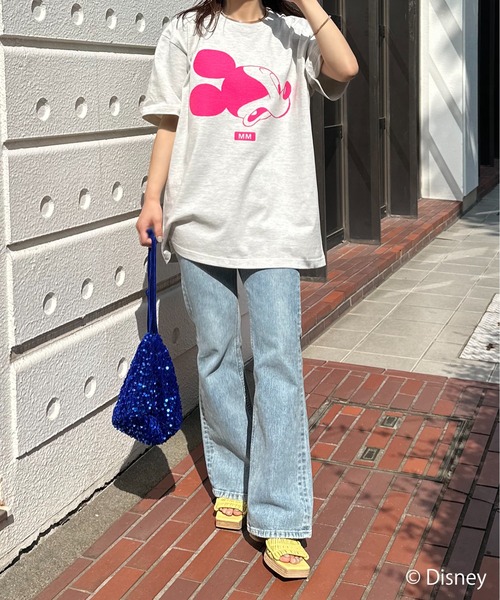 Disney(ディズニー)の「【Disney(ディズニー)】別注/ミッキーマウス / MMロゴプリント半袖Tシャツ(Tシャツ/カットソー・レディース・ベージュ/オートミール/ホワイト/グリーン・MEDIUM/LARGE)」の20枚目の写真