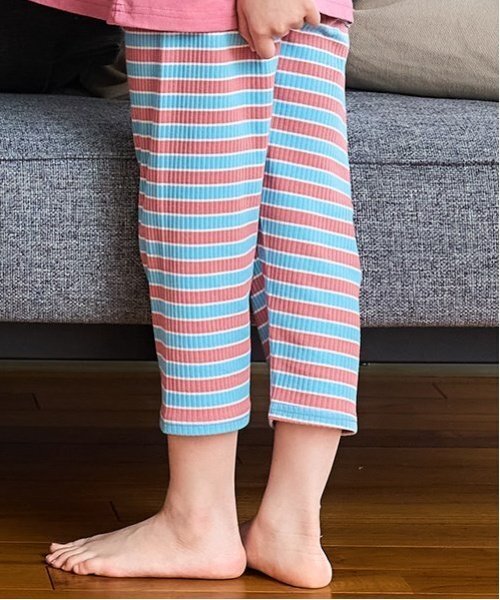 and D. petit main（アンドディープティマイン）の「【365D.】防汚ボーダーリブ7分レギンス（レギンス/スパッツ・キッズ・ブラック/レモンイエロー/グレー/グリーン/ピンク・130cm/90cm/100cm/110cm/120cm/140cm）」の5枚目の写真