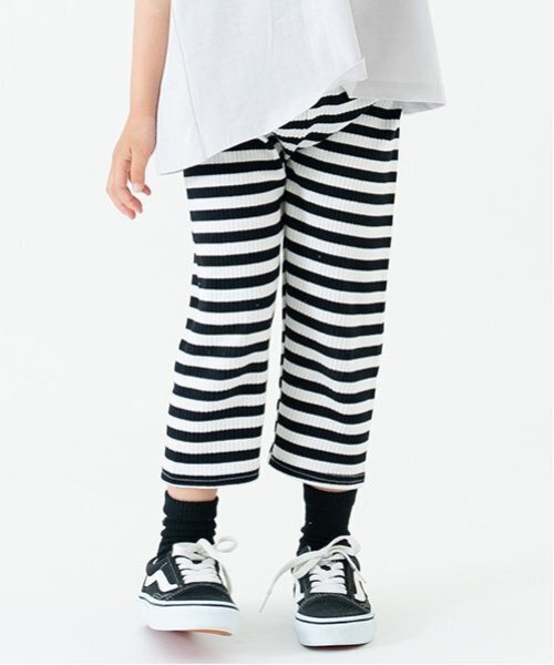 and D. petit main（アンドディープティマイン）の「【365D.】防汚ボーダーリブ7分レギンス（レギンス/スパッツ・キッズ・ブラック/レモンイエロー/グレー/グリーン/ピンク・130cm/90cm/100cm/110cm/120cm/140cm）」の2枚目の写真