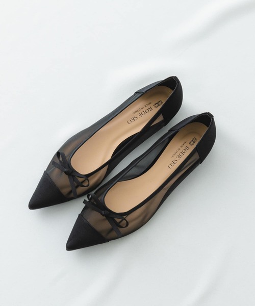 RODE SKO（ロデスコ）の「『MADE IN JAPAN』ポインテッドシアーフラットシューズ（バレエシューズ・レディース・ブラック/ベージュ・36/37/38）」の2枚目の写真