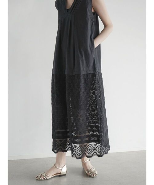 FIKA.(フィーカ)の「Lace switched sleeveless onepiece(ワンピース・レディース・アイボリー/ブラック・MEDIUM)」の8枚目の写真