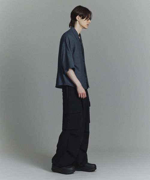 PUBLIC TOKYO(パブリックトウキョウ)の「〈セットアップ対応〉ファインイージーウールオープンカラーシャツ(シャツ/ブラウス・メンズ・ダークグレー/ブルー/チェック・1/2)」の6枚目の写真