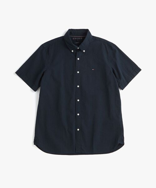 TOMMY HILFIGER(トミーヒルフィガー)の「シアサッカーソリッドレギュラーフィットショートスリーブシャツ(シャツ/ブラウス・メンズ・ホワイト/ライトブルー/ネイビー・X-LARGE/SMALL/MEDIUM/LARGE)」の12枚目の写真