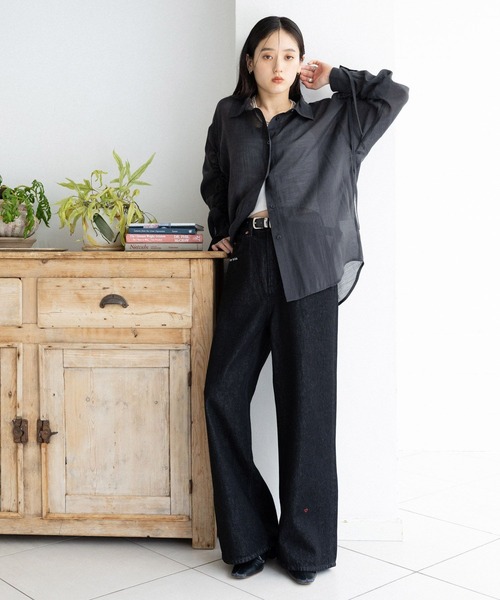 RAGEBLUE（レイジブルー）の「袖シャーリングBIGシアーシャツ（シャツ/ブラウス・レディース・ホワイト/ブラック/ライトピンク/レッド・FREE）」の21枚目の写真