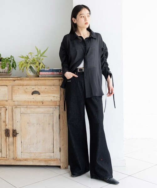 RAGEBLUE（レイジブルー）の「袖シャーリングBIGシアーシャツ（シャツ/ブラウス・レディース・ホワイト/ブラック/ライトピンク/レッド・FREE）」の19枚目の写真