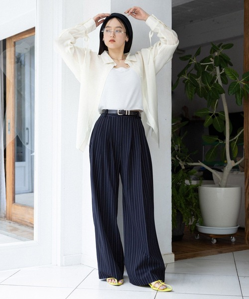 RAGEBLUE（レイジブルー）の「袖シャーリングBIGシアーシャツ（シャツ/ブラウス・レディース・ホワイト/ブラック/ライトピンク/レッド・FREE）」の9枚目の写真