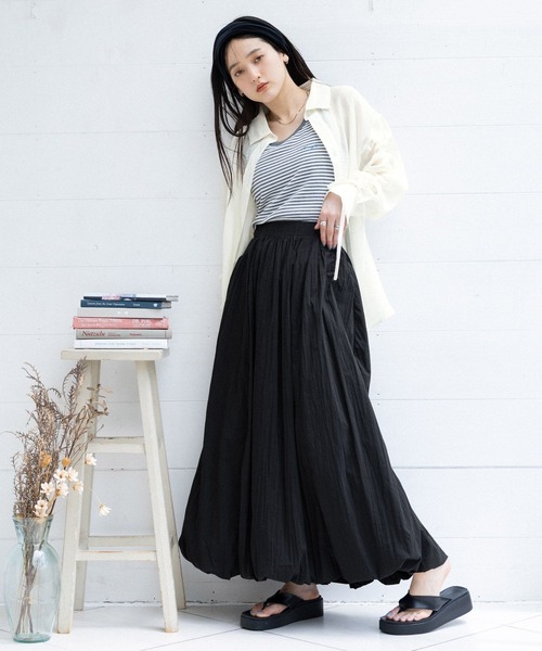 RAGEBLUE（レイジブルー）の「袖シャーリングBIGシアーシャツ（シャツ/ブラウス・レディース・ホワイト/ブラック/ライトピンク/レッド・FREE）」の6枚目の写真