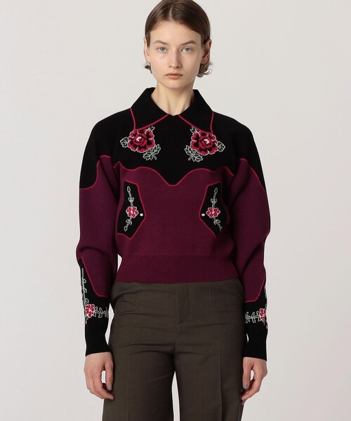 Molly Goddard（モリー ゴダード）の「Molly Goddard NATASHA JUMPER ジャカードニット（ニット/セーター・レディース・レッド・S）」の9枚目の写真