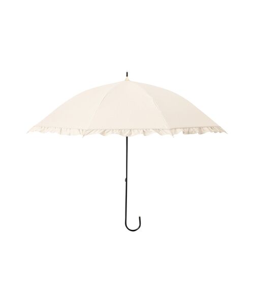 Francfranc(フランフラン)の「【遮光率・UVカット率100%生地使用】クラシックフリル 長傘 50cm ベージュ 日傘 雨傘 晴雨兼用(長傘・レディース・ベージュ・FREE)」の2枚目の写真