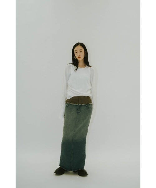 Knuth Marf(クヌースマーフ)の「docking maxi denim skirt(スカート・レディース・ブラック/その他・MEDIUM/SMALL/X-SMALL)」の2枚目の写真