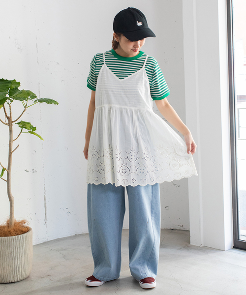 POU DOU DOU(プードゥドゥ)の「ハニカムボーダーTシャツ(Tシャツ/カットソー・レディース・ブラック/グリーン/ブラウン・M)」の22枚目の写真