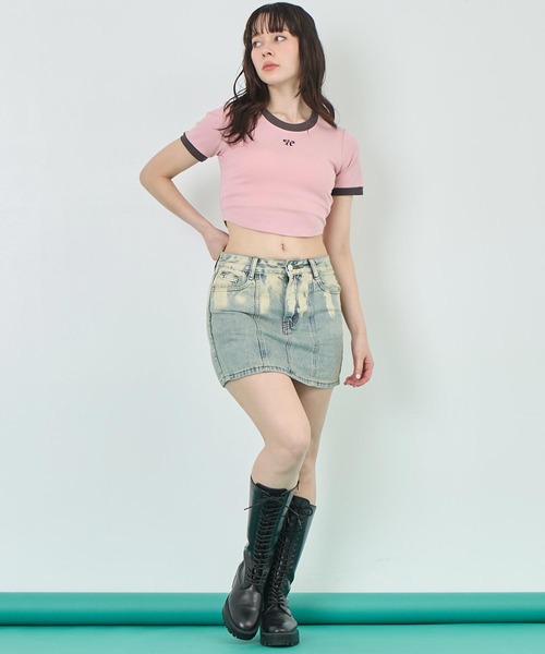 ANAP(アナップ)の「ウォッシュ 加工 デニム ミニ スカート(スカート・レディース・ブルー・S/M)」の6枚目の写真