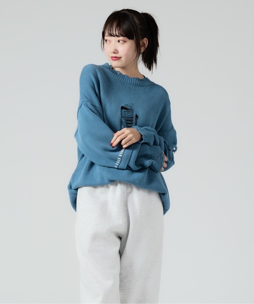 セール】Damage Processing Stich Knit/ダメージニット（ニット