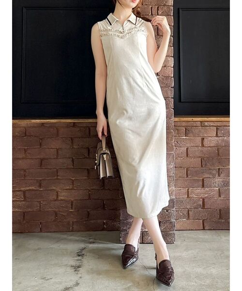dazzlin ワンピース 美品 dazzlinコラボ＞ジップカラーコルセットワンピース[品番