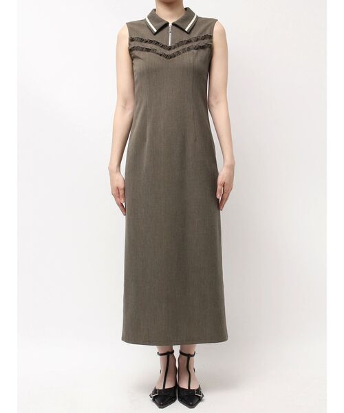 dazzlin（ダズリン）の「フチフリルレイヤードワンピース（ワンピース・レディース・アイボリー/インディゴブルー/ブラウン・SMALL/MEDIUM）」の13枚目の写真