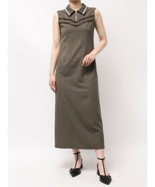 dazzlin（ダズリン）の「フチフリルレイヤードワンピース（ワンピース・レディース・アイボリー/インディゴブルー/ブラウン・SMALL/MEDIUM）」の5枚目の写真