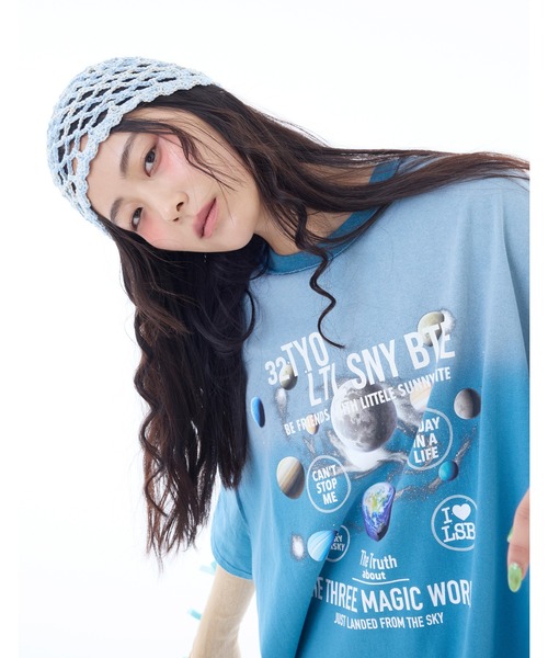 Little sunny bite（リトルサニーバイト）の「cosmic big tee（Tシャツ/カットソー・レディース・ブルー/ブラック/ピンク・SMALL/MEDIUM）」の2枚目の写真