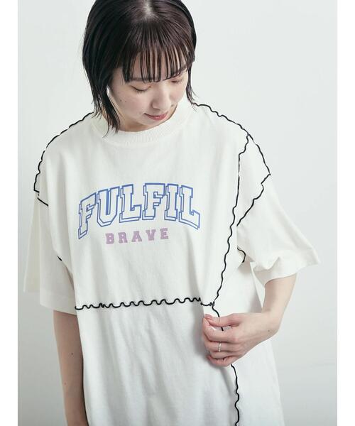 SM2（エスエムツー）の「ピグメント加工メロー切替ロゴプリントTシャツ（Tシャツ/カットソー・レディース・チャコールグレー/イエロー/グリーン/オフホワイト・F）」の2枚目の写真