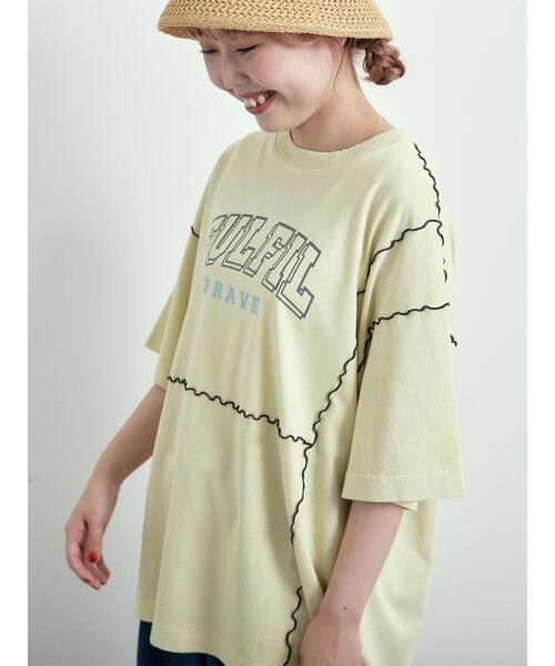 SM2（エスエムツー）の「ピグメント加工メロー切替ロゴプリントTシャツ（Tシャツ/カットソー・レディース・チャコールグレー/イエロー/グリーン/オフホワイト・F）」の14枚目の写真