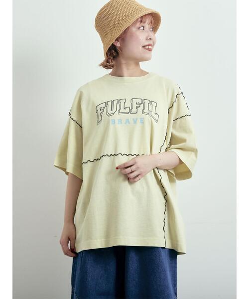 SM2（エスエムツー）の「ピグメント加工メロー切替ロゴプリントTシャツ（Tシャツ/カットソー・レディース・チャコールグレー/イエロー/グリーン/オフホワイト・F）」の19枚目の写真