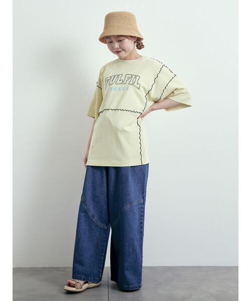 SM2（エスエムツー）の「ピグメント加工メロー切替ロゴプリントTシャツ（Tシャツ/カットソー・レディース・チャコールグレー/イエロー/グリーン/オフホワイト・F）」の10枚目の写真