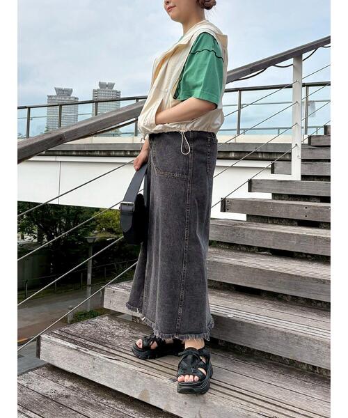 SM2（エスエムツー）の「ピグメント加工メロー切替ロゴプリントTシャツ（Tシャツ/カットソー・レディース・チャコールグレー/イエロー/グリーン/オフホワイト・F）」の13枚目の写真