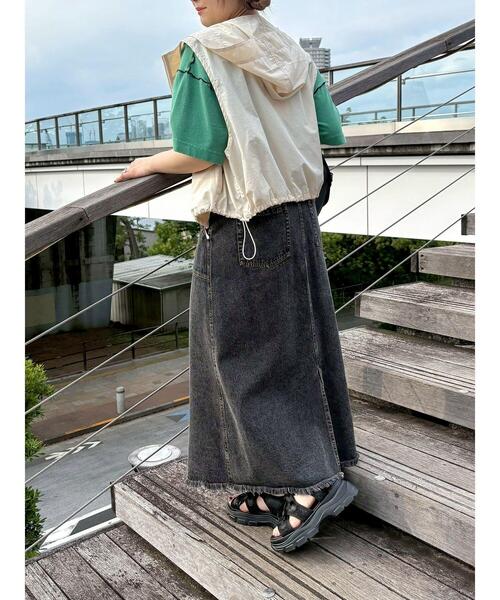 SM2（エスエムツー）の「ピグメント加工メロー切替ロゴプリントTシャツ（Tシャツ/カットソー・レディース・チャコールグレー/イエロー/グリーン/オフホワイト・F）」の18枚目の写真