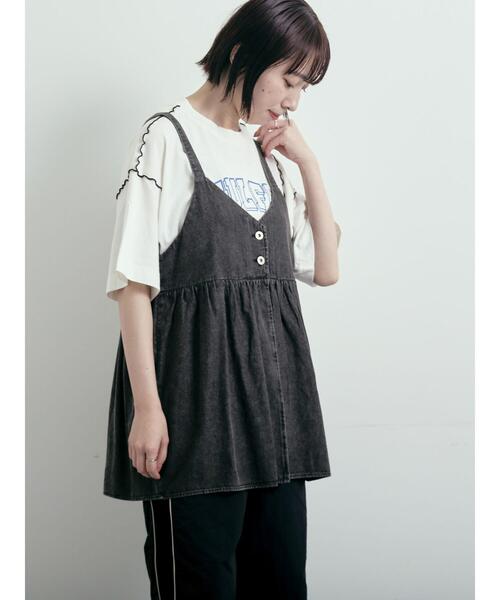 SM2（エスエムツー）の「ピグメント加工メロー切替ロゴプリントTシャツ（Tシャツ/カットソー・レディース・チャコールグレー/イエロー/グリーン/オフホワイト・F）」の17枚目の写真